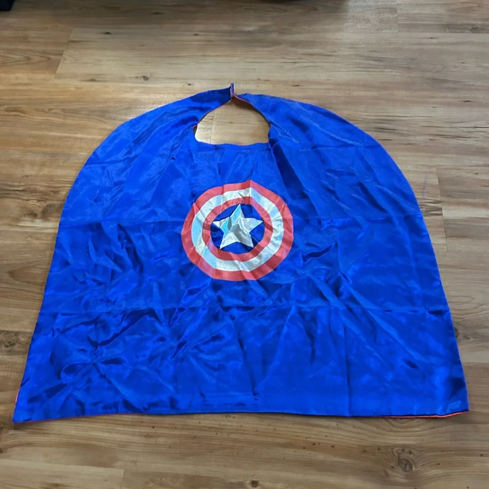 Kids Superhero Captain America Cape Costume Halloween Dressup Play Red Blue